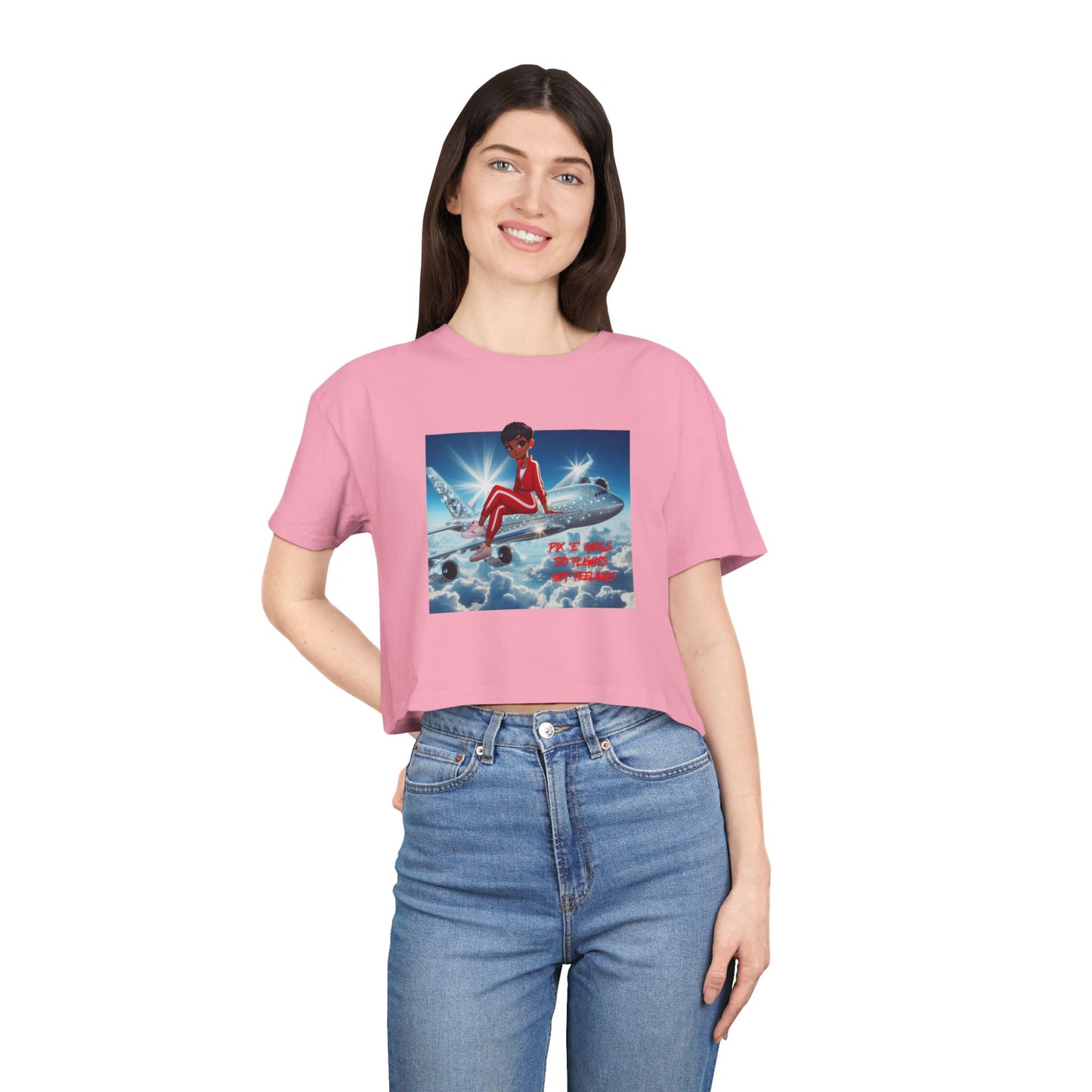 Pix’E’ Girls Do Flights Not Feelings Unisex Crop Tee
