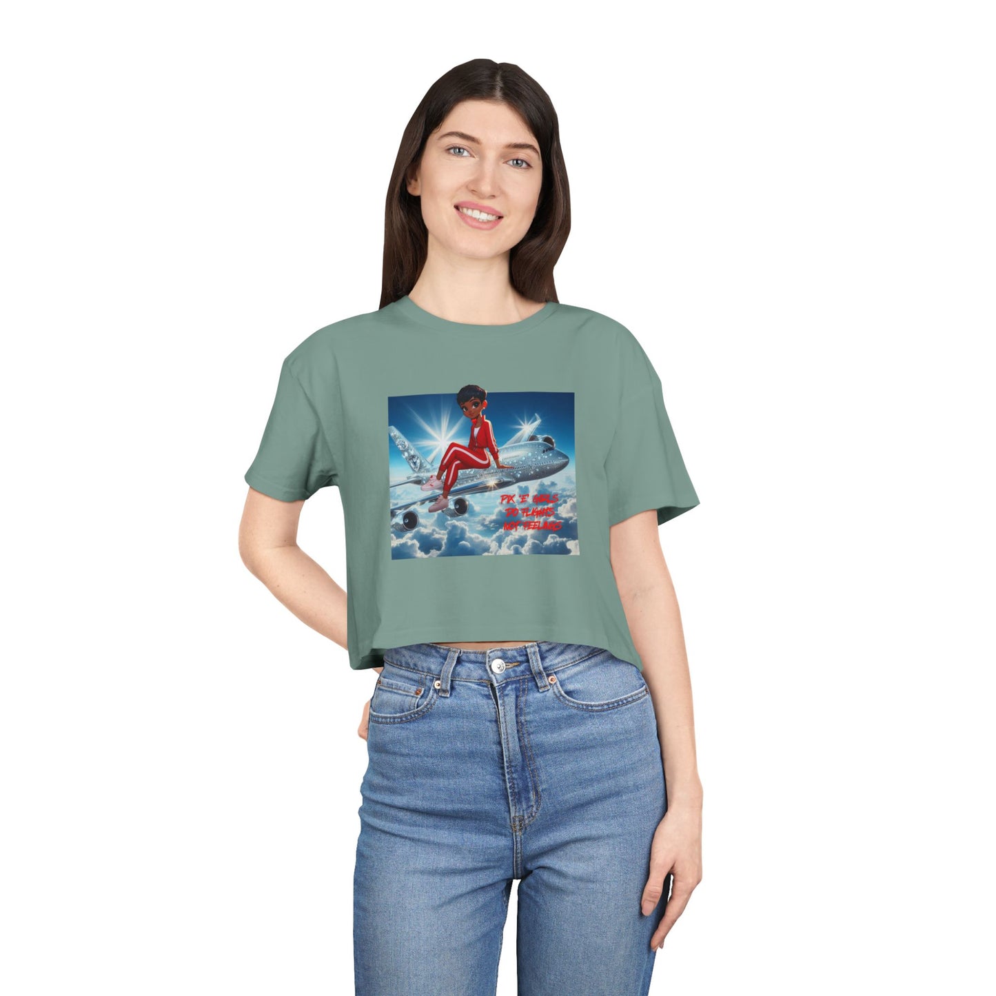 Pix’E’ Girls Do Flights Not Feelings Unisex Crop Tee