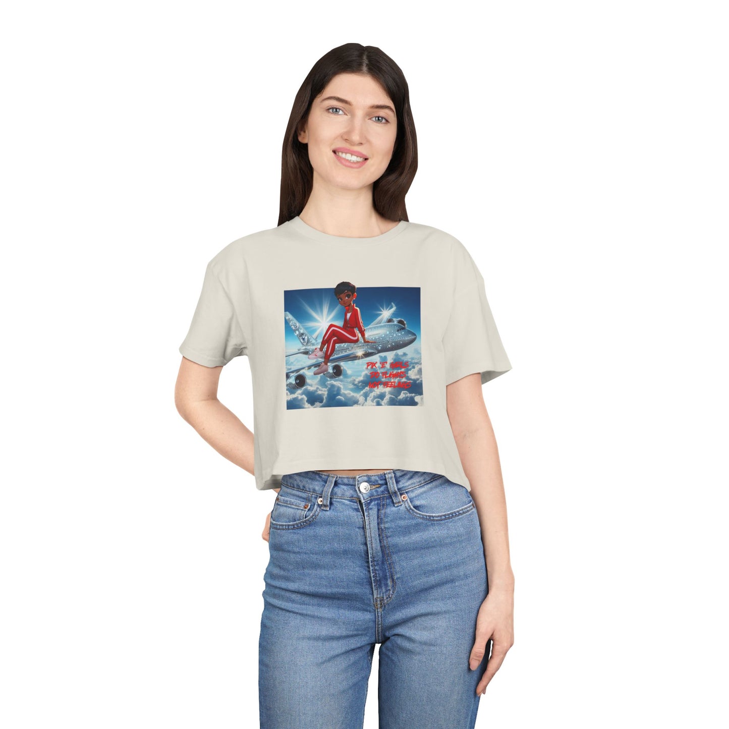Pix’E’ Girls Do Flights Not Feelings Unisex Crop Tee
