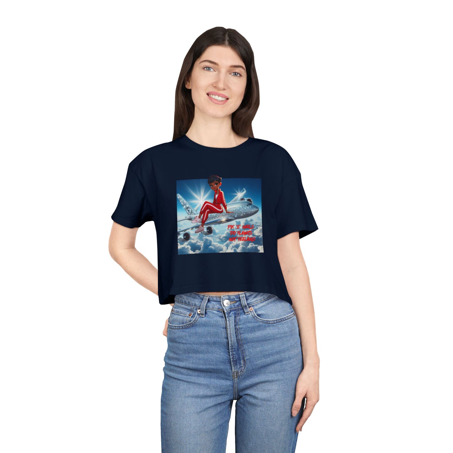 Pix’E’ Girls Do Flights Not Feelings Unisex Crop Tee
