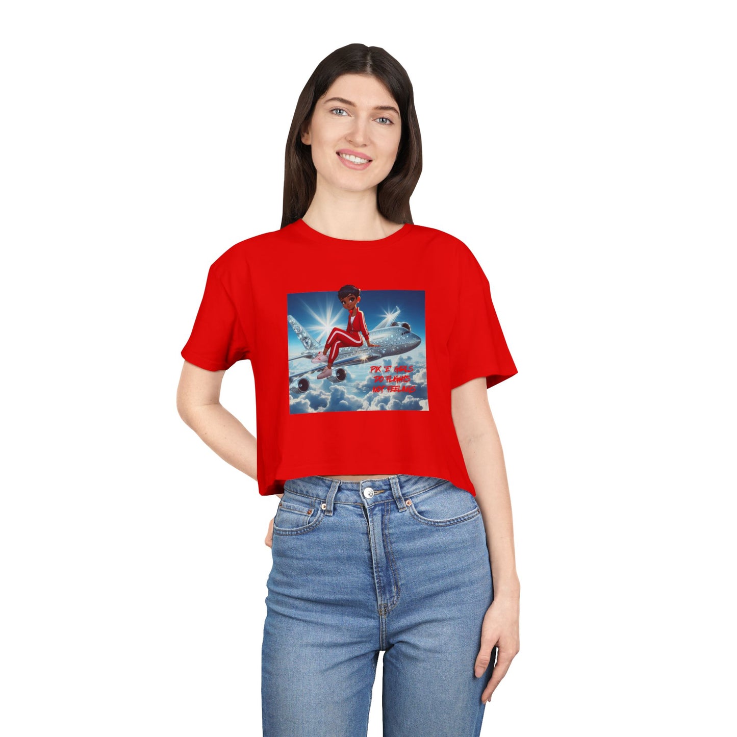 Pix’E’ Girls Do Flights Not Feelings Unisex Crop Tee