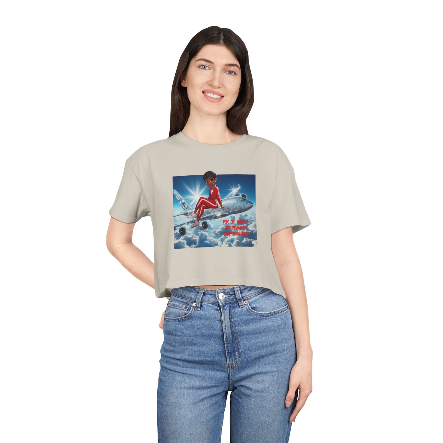 Pix’E’ Girls Do Flights Not Feelings Unisex Crop Tee