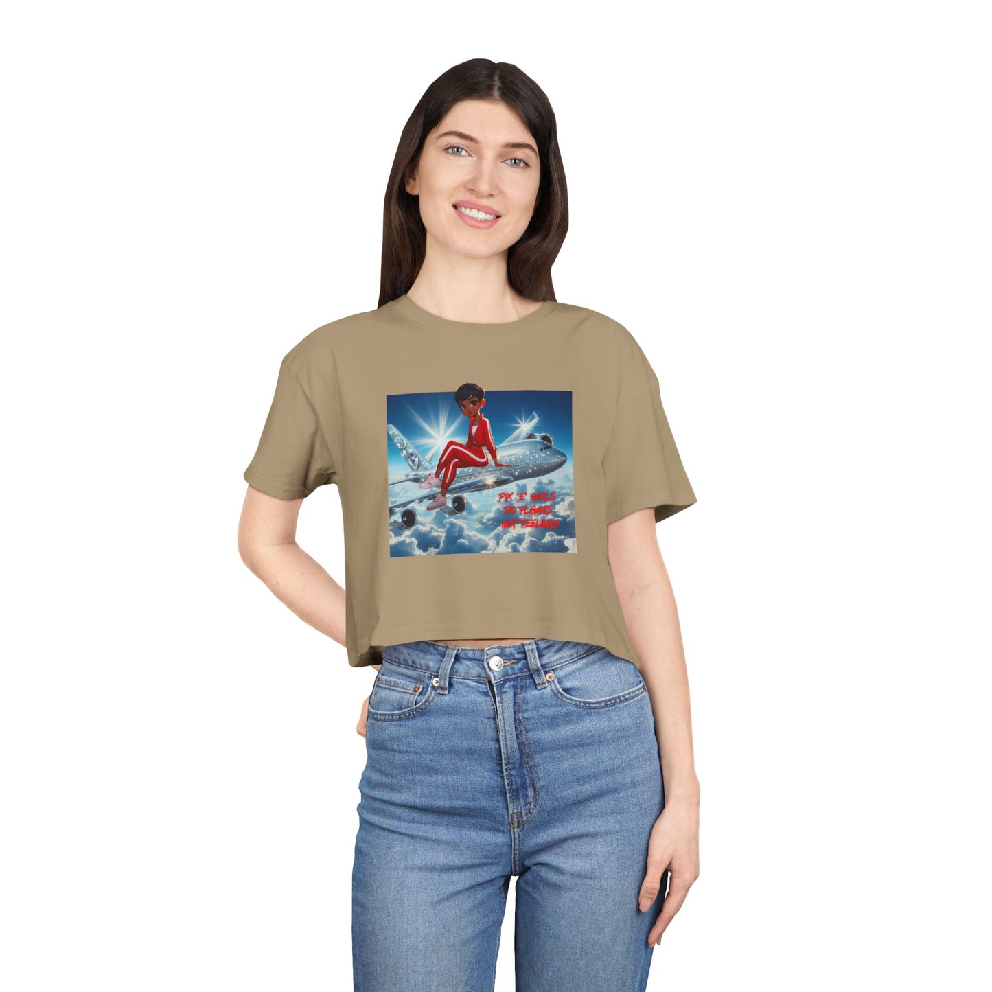 Pix’E’ Girls Do Flights Not Feelings Unisex Crop Tee