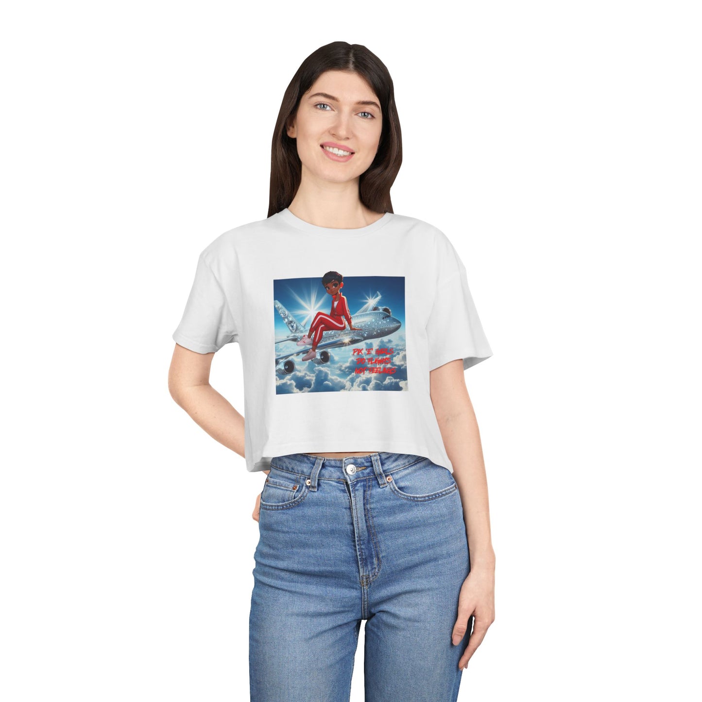 Pix’E’ Girls Do Flights Not Feelings Unisex Crop Tee