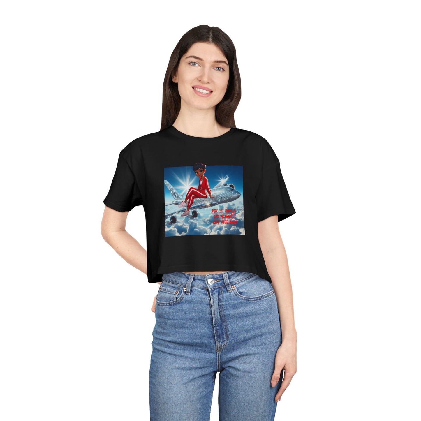 Pix’E’ Girls Do Flights Not Feelings Unisex Crop Tee