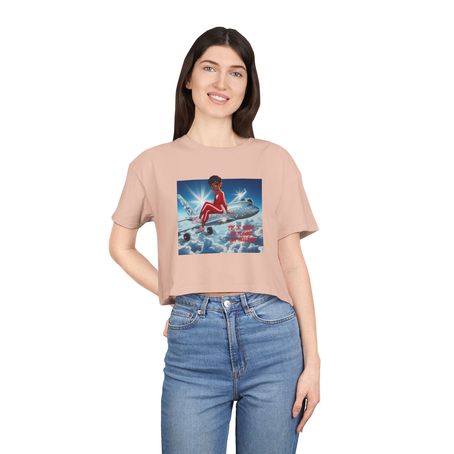 Pix’E’ Girls Do Flights Not Feelings Unisex Crop Tee